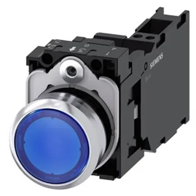 Siemens 3SU1152-0AB50-3FA0-Z Y19 – Illuminated pushbutton, 22 mm, round, metal, shiny, blue