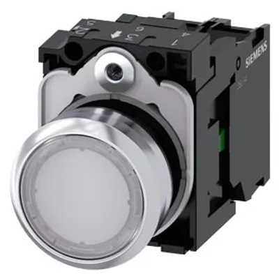 Siemens 3SU1152-0AB60-1BA0 – Illuminated pushbutton, 22 mm, round, metal, shiny, white