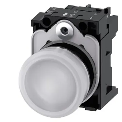 Siemens 3SU1152-6AA60-1AA0-Z X90 – Indicator lights, 22 mm, round, metal, shiny, white, lens
