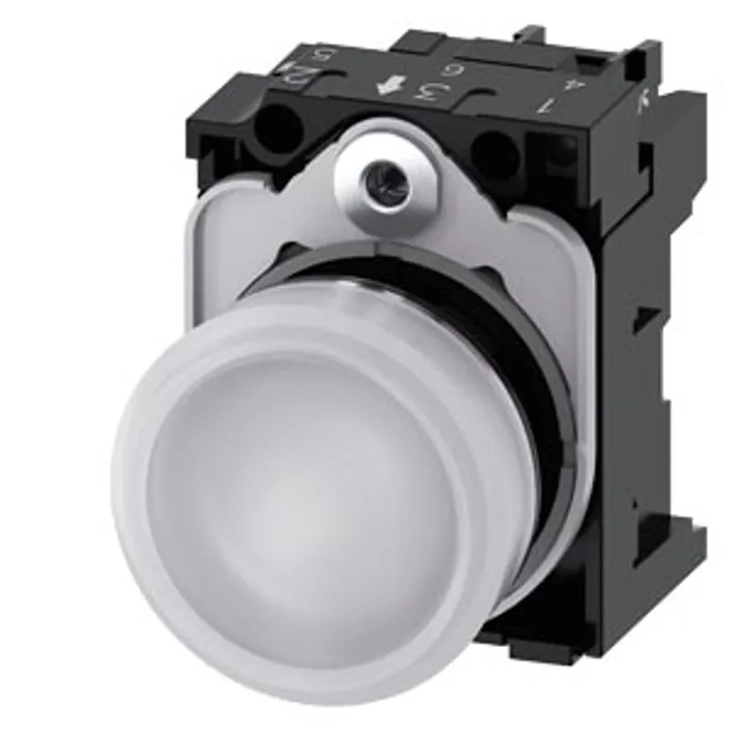 Siemens 3SU1152-6AA60-1AA0-Z Y13 – Indicator lights, 22 mm, round, metal, shiny, white, lens