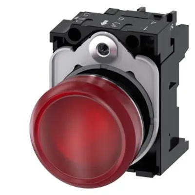 Siemens 3SU1153-6AA20-1AA0-Z Y10 – Indicator light, 22 mm, round, metal, shiny, red, lens
