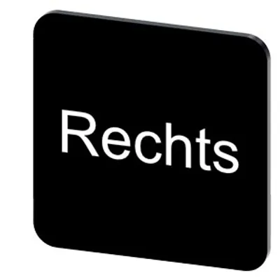 Siemens 3SU1900-0AF16-0AH0 – Labeling plate for gluing on enclosure, label size 22x22 mm, black label, white font, with inscription: Rechts Siemens 3SU1900-0AF16-0AH0 – Labeling plate for gluing on enclosure, label size 22x22 mm, black label, white font, with inscription: Rechts