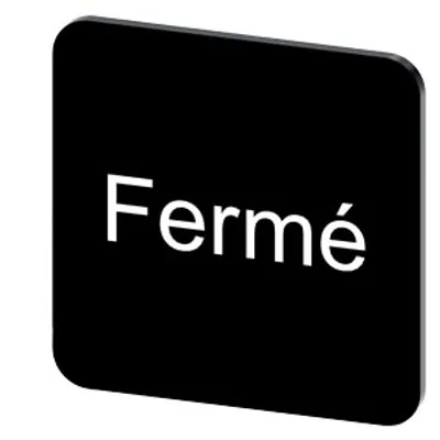 Siemens 3SU1900-0AF16-0GK0-Z Y19 – Labeling plate for gluing on enclosure, label size 22x22 mm, black label, white font, with inscription: Ferme Siemens 3SU1900-0AF16-0GK0-Z Y19 – Labeling plate for gluing on enclosure, label size 22x22 mm, black label, white font, with inscription: Ferme