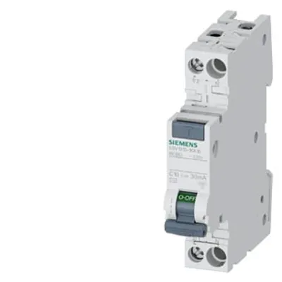 Siemens 5SV1313-1KK10 – RCBO compact 1 MW 1-pole+N 4.5 kA type AC 30 mA C10