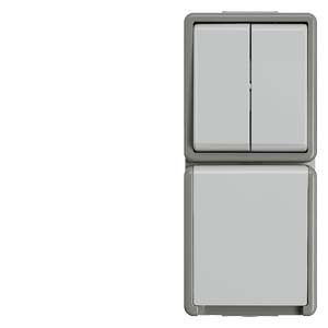 Siemens 5TA4825 – DELTA fläche IP44 Combination two-circuit switch and SCHUKO socket outlet with increased touch protection… — photo 1 of 2