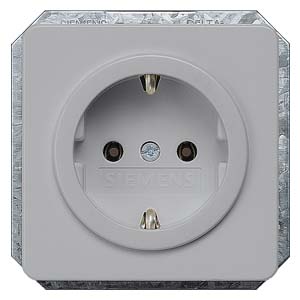 Siemens 5UB1467 – DELTA profil, silver SCHUKO socket outlet 10/16 A 250 V With screwless Connection terminals Cover plate 65x… — photo 1 of 3