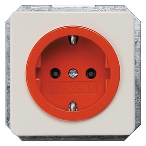 Siemens 5UB1480 – DELTA profil, titanium white SCHUKO socket outlet 10/16 A 250 V Orange bezel (ZSV) With screwless Connection… — photo 1 of 3