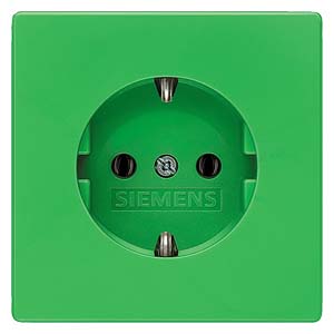 Siemens 5UB1835 – DELTA style, green SCHUKO socket outlet 10/16 A, 250V with increased touch protection cover plate 68 x 68 mm — photo 2 of 2