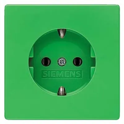 Siemens 5UB1835 – DELTA style, green SCHUKO socket outlet 10/16 A, 250V with increased touch protection cover plate 68 x 68 mm