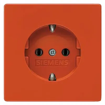 Siemens 5UB1836 – DELTA style, orange SCHUKO socket outlet 10/16 A, 250V with increased touch protection cover plate 68 x 68 mm