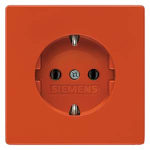 Siemens 5UB1837 – DELTA style, red SCHUKO socket outlet 10/16 A, 250V with increased touch protection cover plate 68 x 68 mm — photo 2 of 2