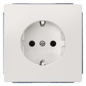 Siemens 5UB1855 – DELTA style, titanium white SCHUKO socket outlet 10/16 A 250 V with increased touch protection cover plate 68… — photo 1 of 3
