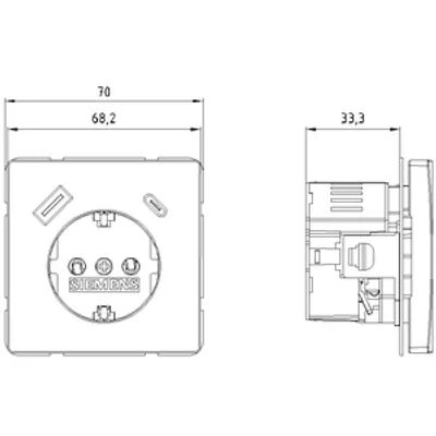 Siemens 5UB1870-1CH01 – DELTA style chocolate USB-SCHUKO socket outlet 2 USB A+C Power: Up to 18W
