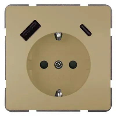 Siemens 5UB1870-1MG01 – DELTA style malt gold USB-SCHUKO socket outlet 2 USB A+C Power: Up to 18W