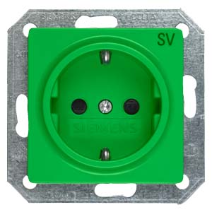 Siemens 5UB1900 – DELTA i-system SCHUKO socket outlet with increased touch protection with labeling SV green, 55x 55 mm — photo 1 of 3