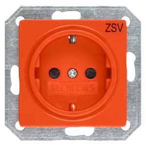 Siemens 5UB1901 – DELTA i-system SCHUKO socket outlet with increased touch protection with labeling "ZSV" orange, 55x 55 mm — photo 1 of 3