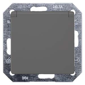 Siemens 5UB1920 – DELTA i-system carbon metallic SCHUKO socket outlet 10/16 A 250 V With screwless Connection terminals with… — photo 1 of 3