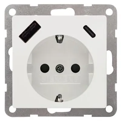 Siemens 5UB1970-1TW01 – DELTA i-system titanwhite USB-SCHUKO socket outlet 2 USB A+C Power: Up to 18W