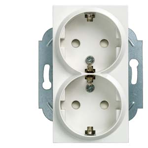 Siemens 5UB2212-3KK – DELTA miro SCHUKO double socket outlet 10/16A 250V with/without screw-type terminals with increased touch…
