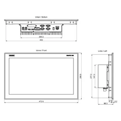 Siemens 6AV7272-.C...-.... – SIMATIC IPC PX-32A 19" ST Singletouch 4 x USB 3.2 (back), Ethernet (10/100/1000)