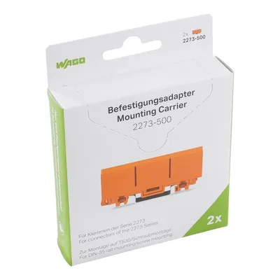 Wago 2273-500/995-002 – Mounting carrier; for single- and double-row con.; 2273 Series; for DIN-35 rail mounting/screw mounting; orange