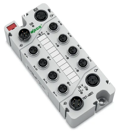 8-channel digital output; 24 VDC; 0.5 A; 8 x M8