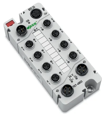 8-channel digital output; 24 VDC; 2.0 A; 8 x M8