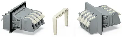 Wago 828-264/313-000 – Feedthrough terminal block; lever; Plate thickness: 3 mm; 16 mm²; Pin spacing 11.5 mm; 3-pole; CAGE CLAMP®; 16,00 mm²; gray