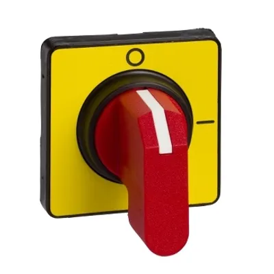 Schneider Electric KCC1LZ – Handles and front plates,TeSys Control,red handle,yellow front,without padlocking,fixing by by single hole Ø22.5mm