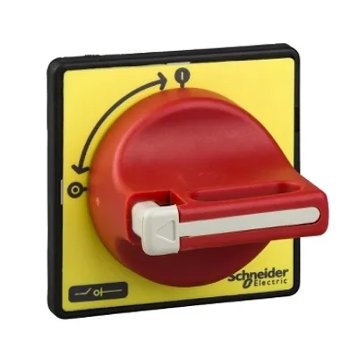 Schneider Electric KCF2PZ – Handles and front plates,TeSys Control,red handle,yellow front,1-3 padlocking,4 screws fixing,for V3/V4