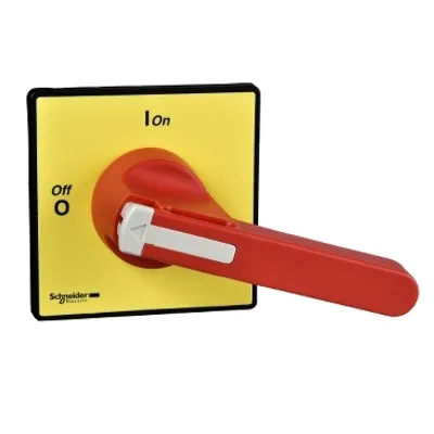 Schneider Electric KCF3PZ – Handles and front plates,TeSys Control,red handle,yellow front,1-3 padlocking,4 screws fixing,for V5/V6