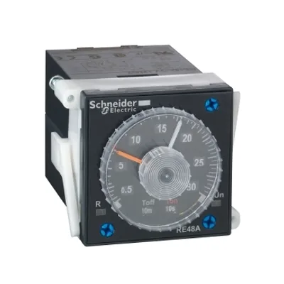 Schneider Electric RE48ACV12MW – Dual function relay, Harmony Timer Relays, 5A, 2CO, 0.02s...300h, asymmetrical flashing, 24...240V AC DC