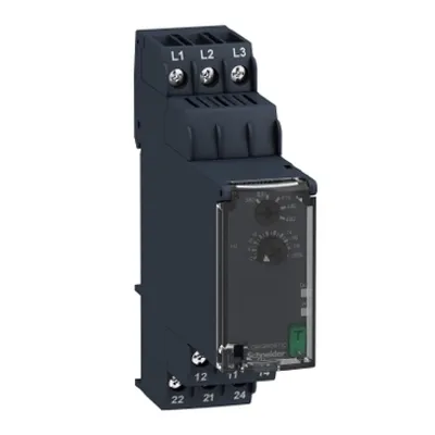 Schneider Electric RM22TU23 – 3-phase control relay, Harmony Control Relays, 8A, 2CO, undervoltage detection, 380â€¦480V AC