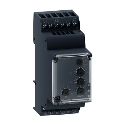 Schneider Electric RM35TF36 – 3 phase control relay, Harmony Control Relays, 480 to 690V AC, phase sequence, phase failure, phase imbalance, UV and OV