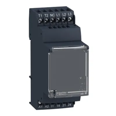 Schneider Electric RM35TM50MW – 3-phase control relay, Harmony Control Relays, 5A , 2NO, phase failure detection, 24..240V AC DC