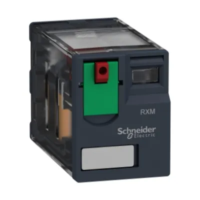 Harmony, Miniature plug-in relay, 6 A, 2 CO, with lockable test button, 240 V AC