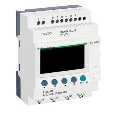 Schneider Electric SR2A101BD – Compact smart relay, Zelio Logic SR2 SR3, 10 IO, 24V DC, no clock, display