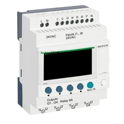Schneider Electric SR2B121B – Compact smart relay, Zelio Logic SR2 SR3, 12 IO, 24V AC, clock, display