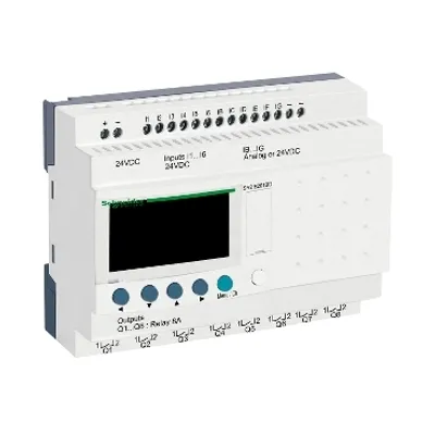 Schneider Electric SR2B201BD – Compact smart relay, Zelio Logic SR2 SR3, 20 IO, 24V DC, clock, display, 8 relay outputs