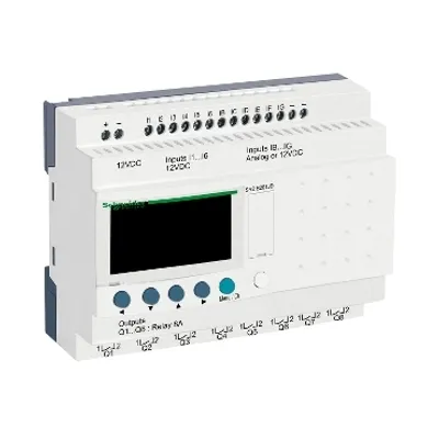 Schneider Electric SR2B201JD – Compact smart relay, Zelio Logic SR2 SR3, 20 IO, 12V DC, clock, display
