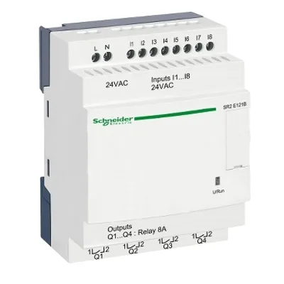 Schneider Electric SR2E121B – Compact smart relay, Zelio Logic SR2 SR3, 12 IO, 24V AC, clock, no display