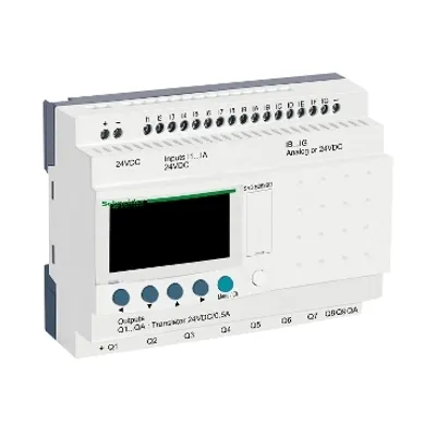 Schneider Electric SR3B262BD – Modular smart relay, Zelio Logic SR2 SR3, 26 IO, 24V DC, clock, display, 10 transistor outputs