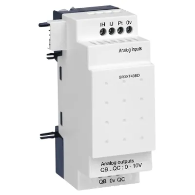 Schneider Electric SR3XT43BD – Analogue IO extension module, Zelio Logic SR2 SR3, 4 IO, 24V DC