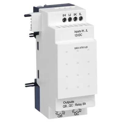 Schneider Electric SR3XT61JD – Discrete I/O extension module, Zelio Logic, 6 I/O, 12 V DC