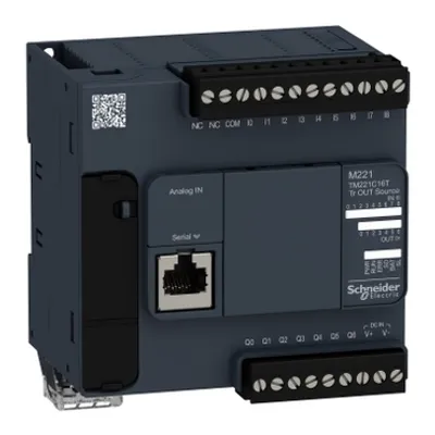 Schneider Electric TM221C16T – Logic controller, Modicon M221, 16 IO, 9 DI, 7 DO, transistor, PNP