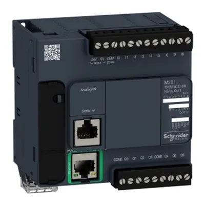 Schneider Electric TM221CE16R – Logic controller, Modicon M221, 16 IO, 9 DI, 7 DO, relay, Ethernet