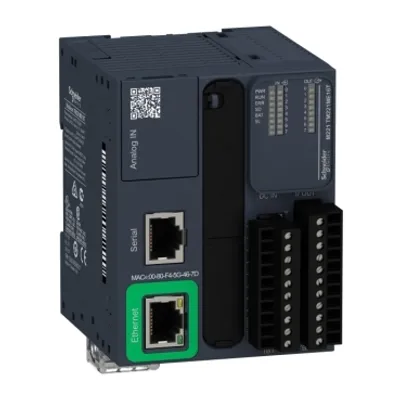 Schneider Electric TM221ME16T – Logic controller, Modicon M221, 16 IO, 8 DI, 8 DO, transistor, PNP, Ethernet