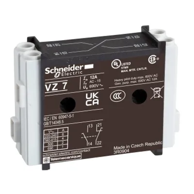 Schneider Electric VZ7 – Auxiliary contact block,TeSys Control,1 NC early break+1 NO late make,for V02-V6