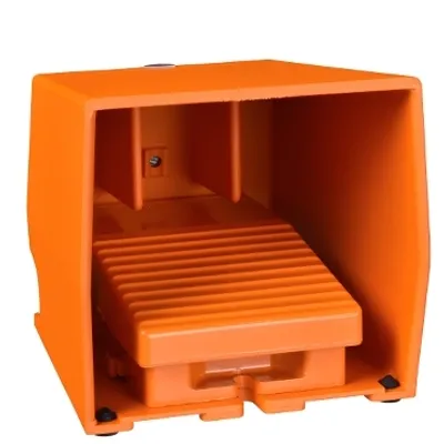 Schneider Electric XPER611 – Single foot switch, Harmony XPE, metal, orange, with cover, 2 steps, 2 contacts 1NC+NO, IP66