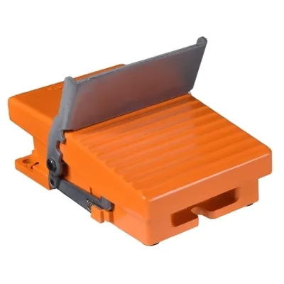 Schneider Electric XPER810 – Single foot switch, Harmony XPE, metal, orange, without cover, trigger mechanism, 1 step, 1 contact 1NC+NO, IP66
